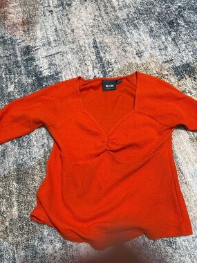 Maeve Bright Orange Twist-Front Top